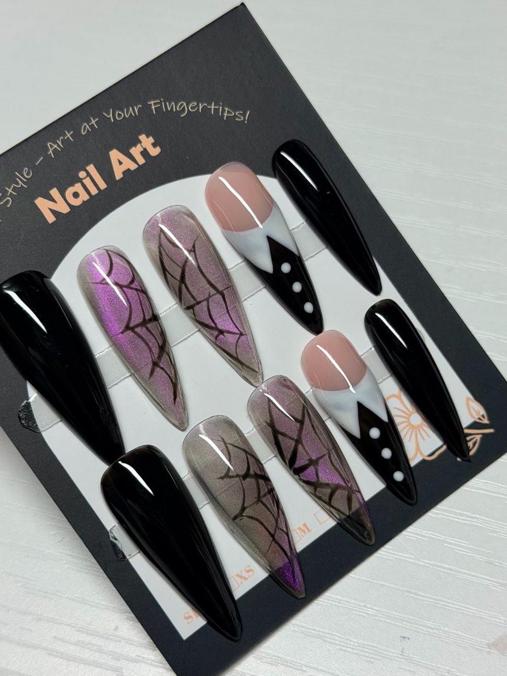 Black and Pink Spiderweb Nail Art Set - Nail Art